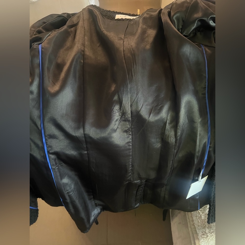 🆕 Calvin Klein Women's Black Basket woven Coat - Picture 9 of 17